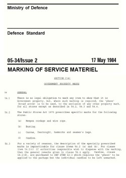 BRITISH MINISTRY OF DEFENSE, Broad Arrow specification, 1984.